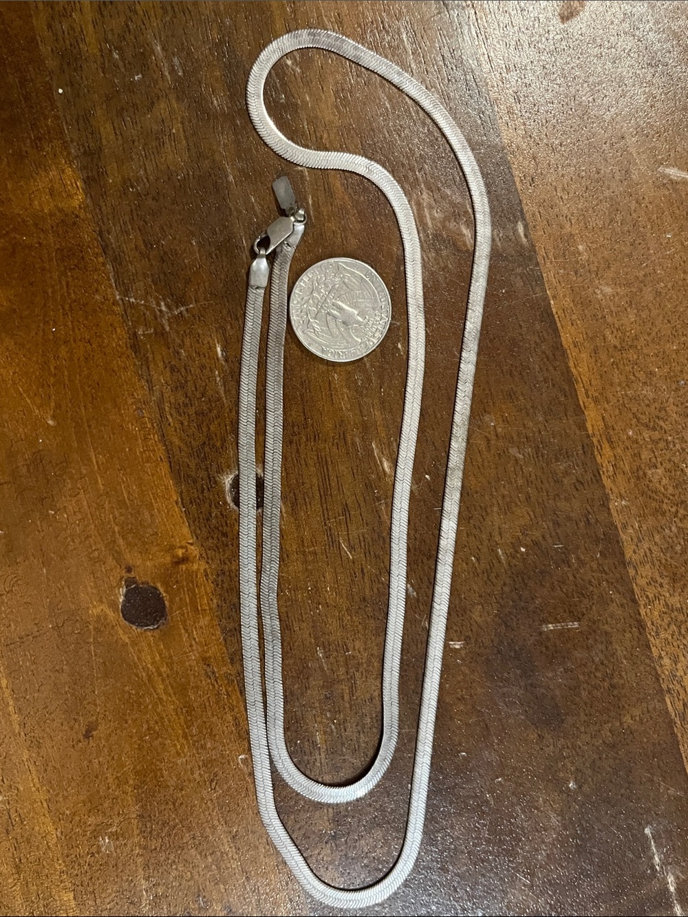 Silver Herringbone Chain Necklace - Silver